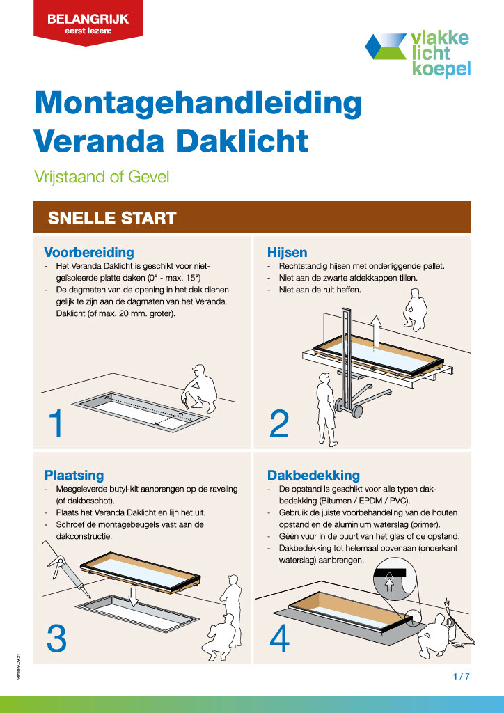 Montagehandleiding Veranda Daklicht