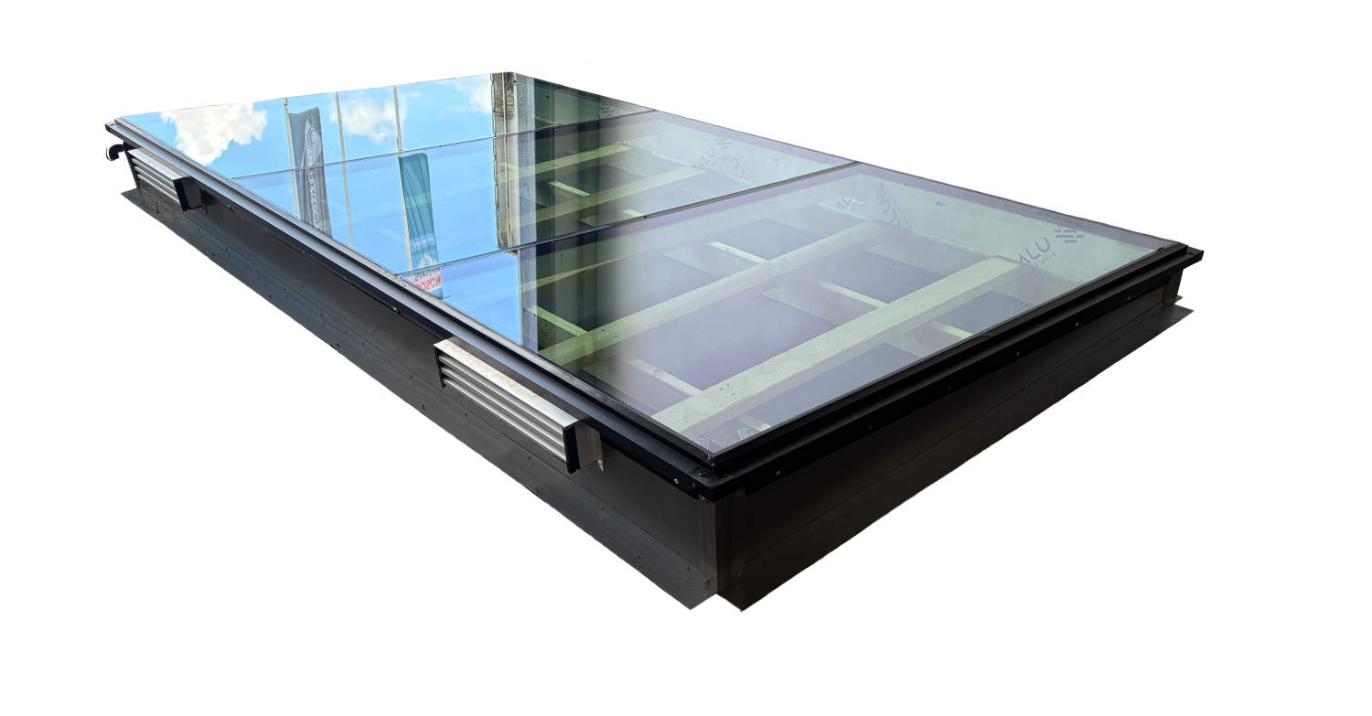 Ventilatierooster in opstand Vlakke Lichtkoepel