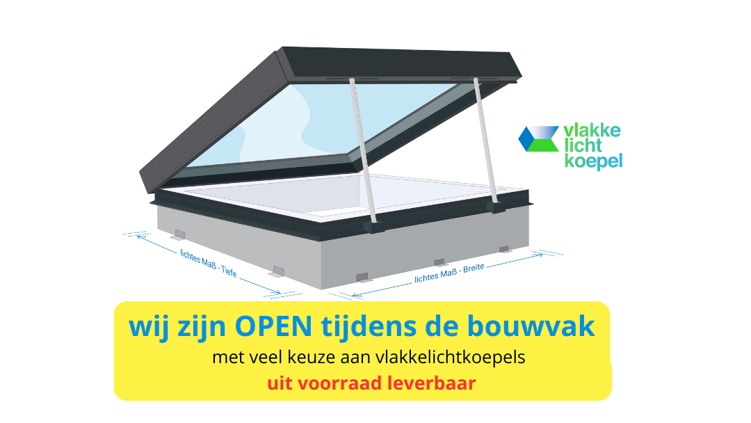 Vlakkelichtkoepel open tijdens de bouwvak
